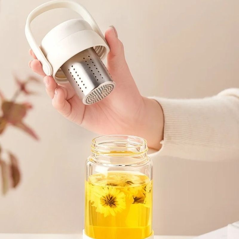 Trinkflasche Glas mit Infuser