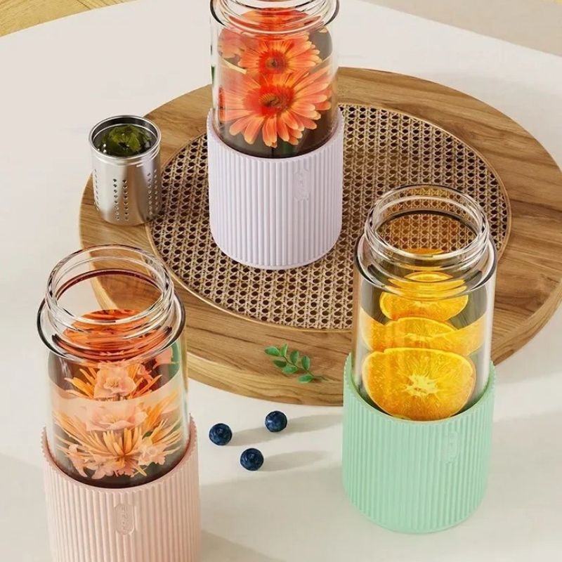 Trinkflasche Glas mit Infuser