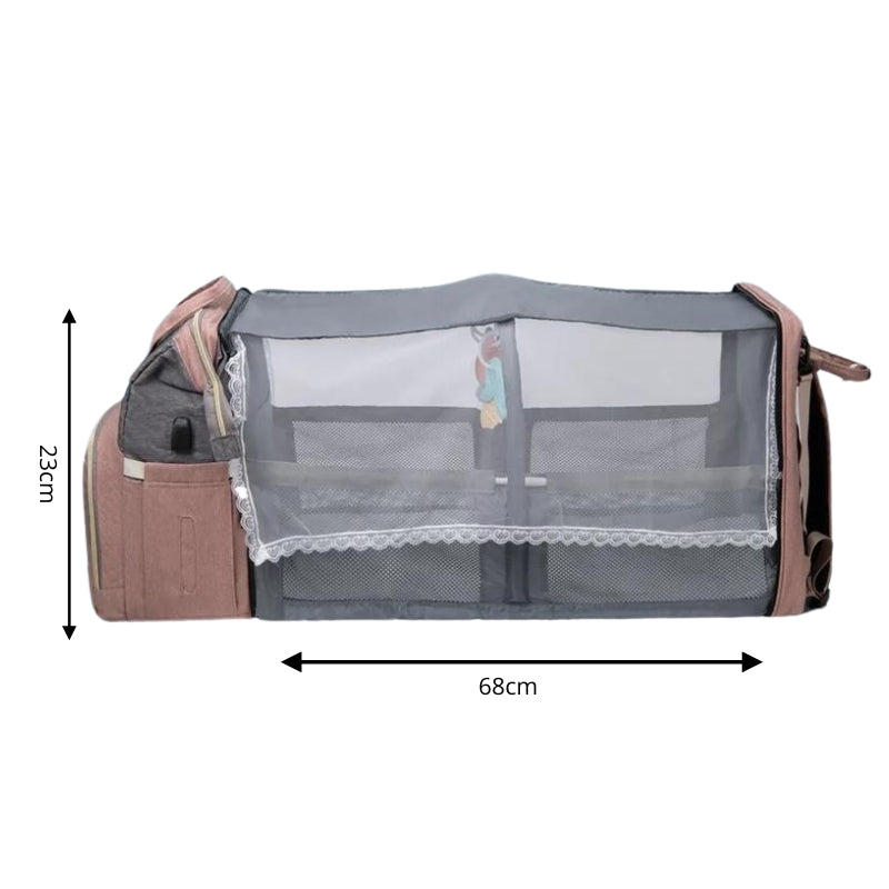 Wickelrucksack mit Babybett
