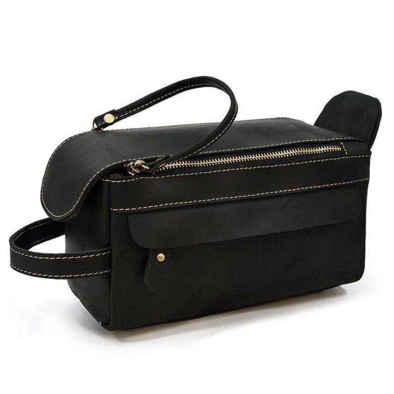 trousse de voyage en cuir pour homme